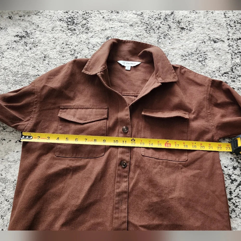 Oversized Shacket Western Boho Granola Womens M Brown 100% Cotton Minimalist